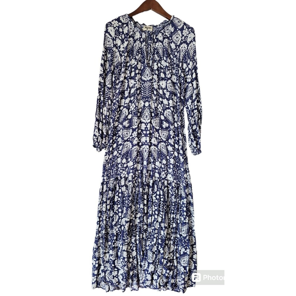 Show Me Your Mumu Long Maxi Dress Romantic Blue White Flowers Market Floral S